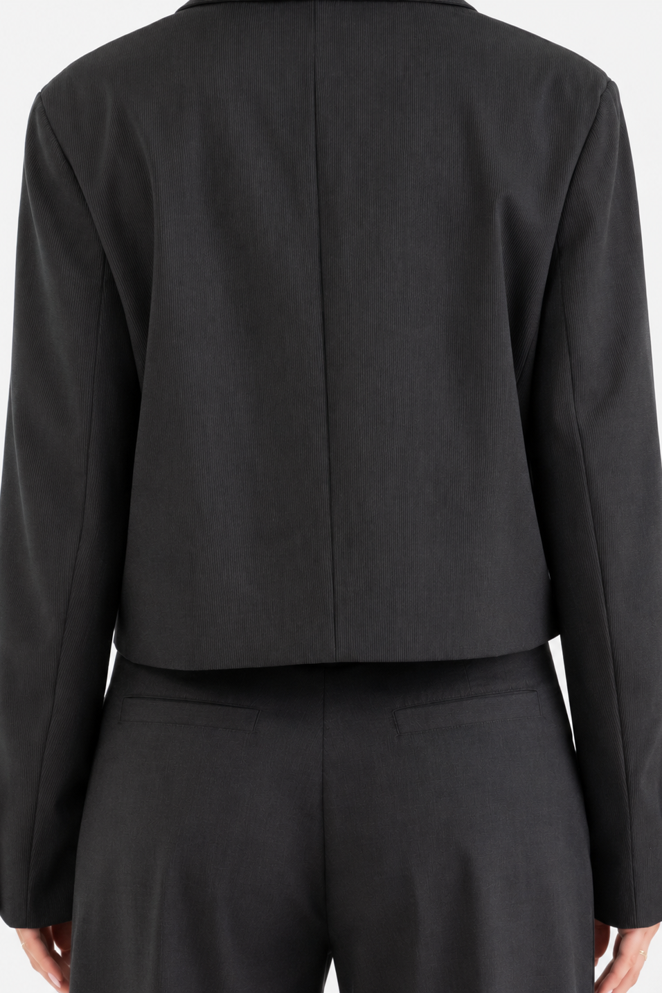 Blazer destrutturato crop in lana grigio gessato