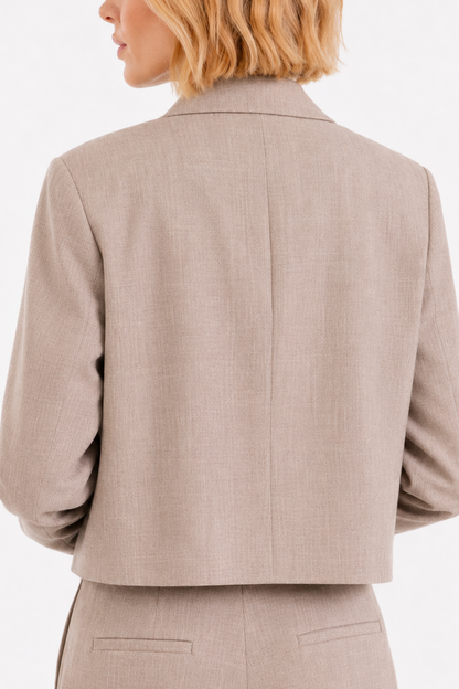 Cropped unstructured wool blazer in pink