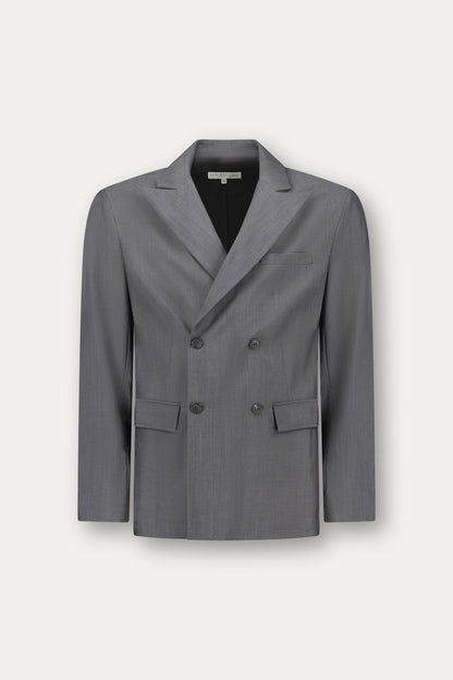 Blazer doppiopetto in lana grigio