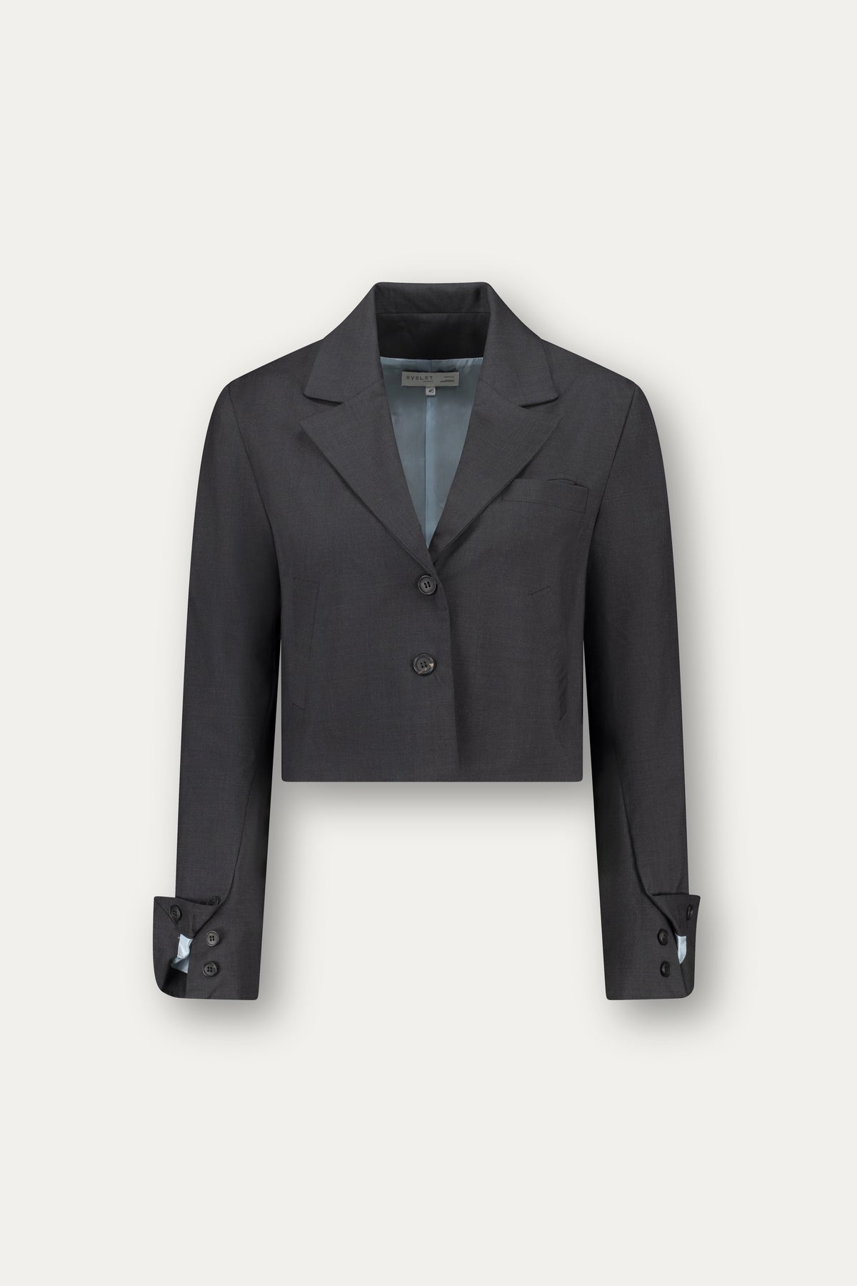 Cropped unstructured wool blazer in grey