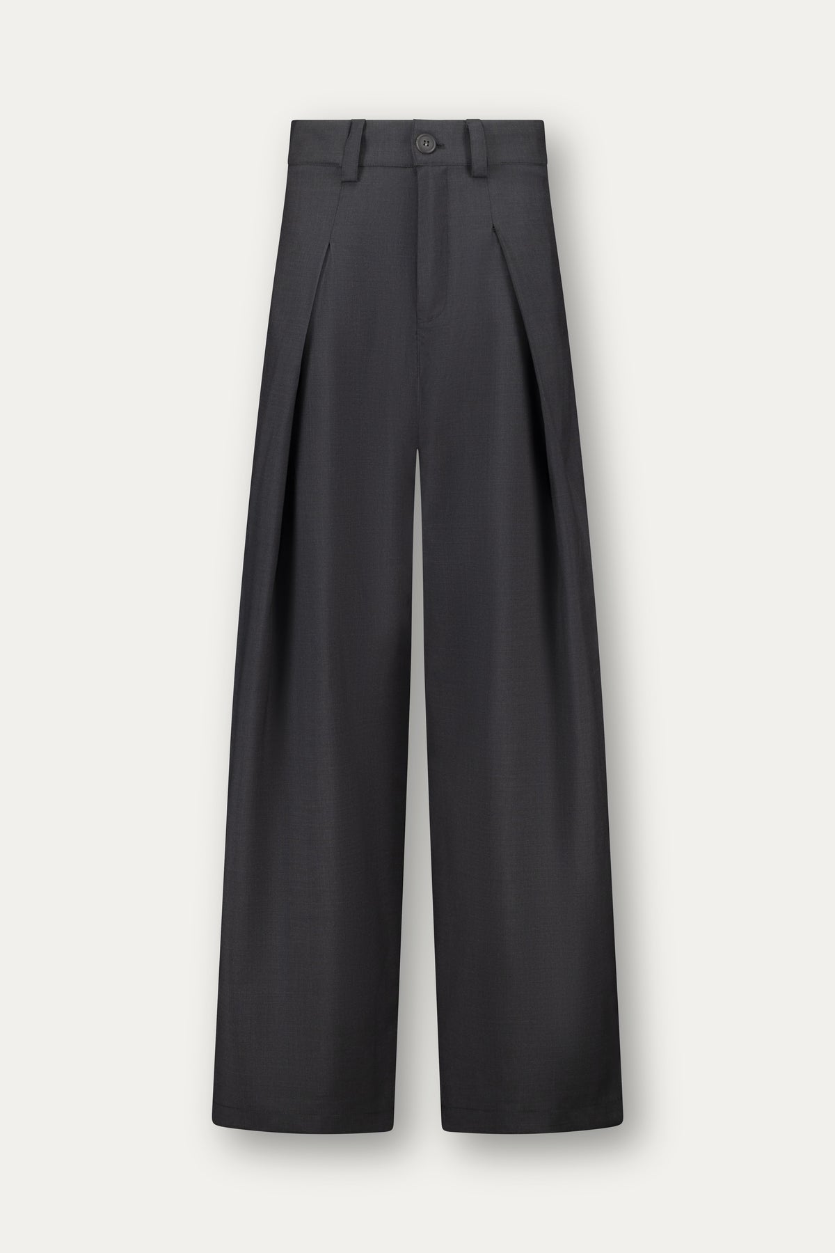 Wool trousers with front pleats in grey