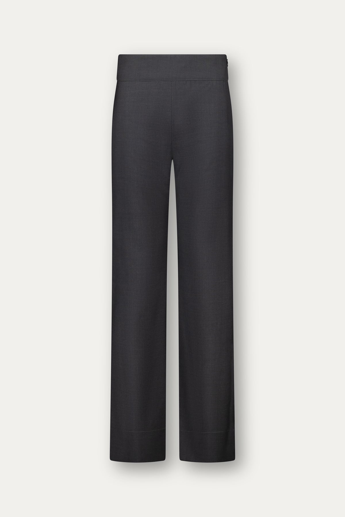 Straight-leg wool trousers in grey with a small ankle slit