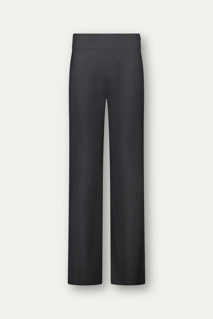 Straight-leg wool trousers in grey with a small ankle slit