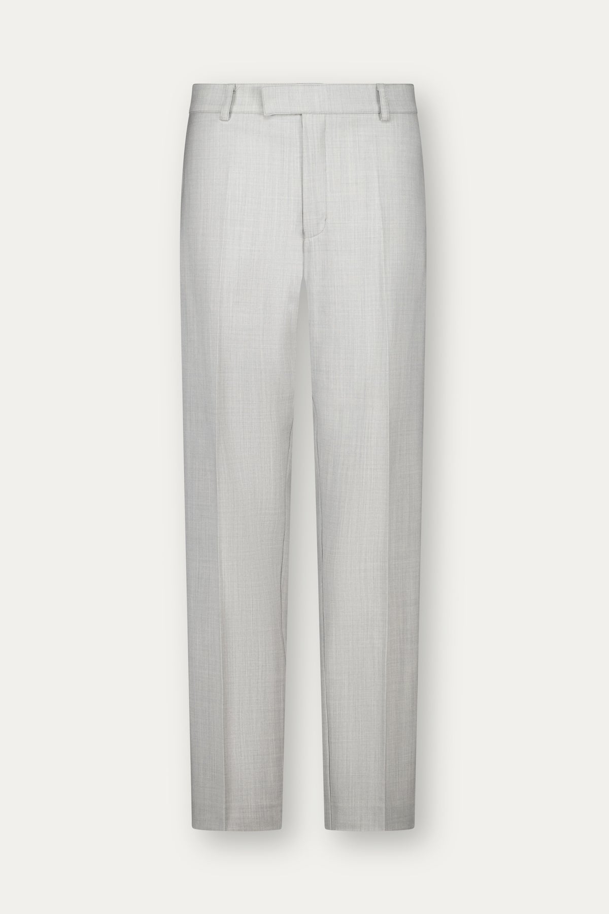 Pantalone dritto slim in lana in grigio chiaro