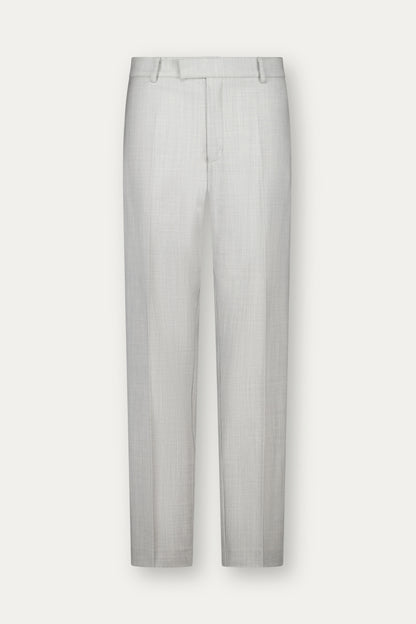 Pantalone dritto slim in lana in grigio chiaro