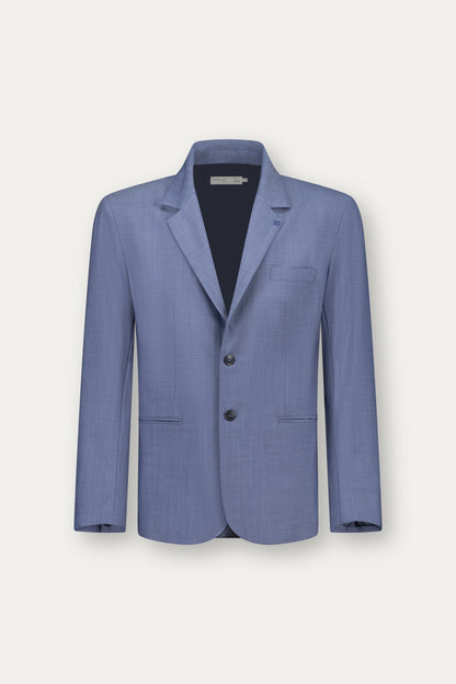 Blazer slim in lana blu chiaro