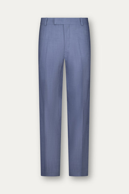 Pantalone dritto slim in lana in blu chiaro