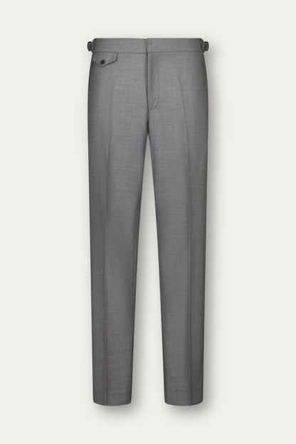 Pantalone in lana grigio scuro con regolatori in vita