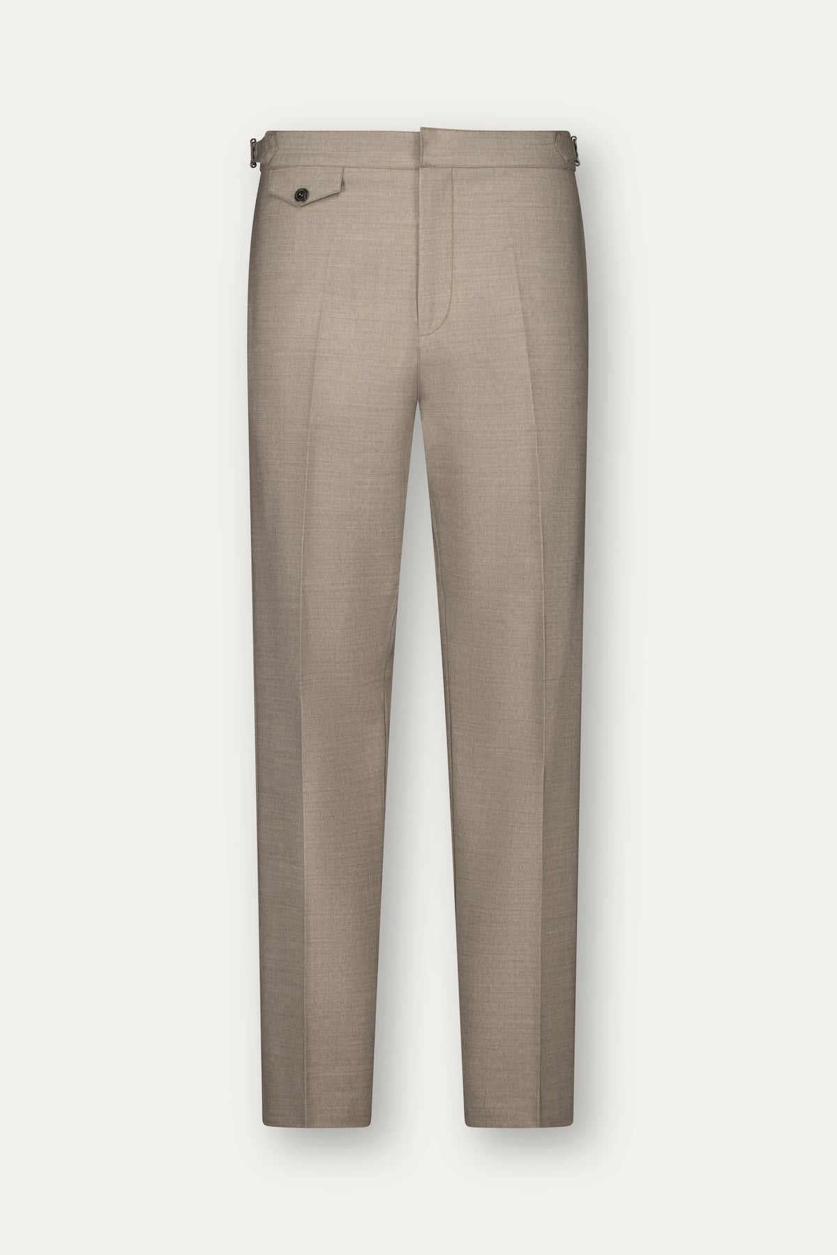 Pantalone in lana marrone chiaro con regolatori in vita