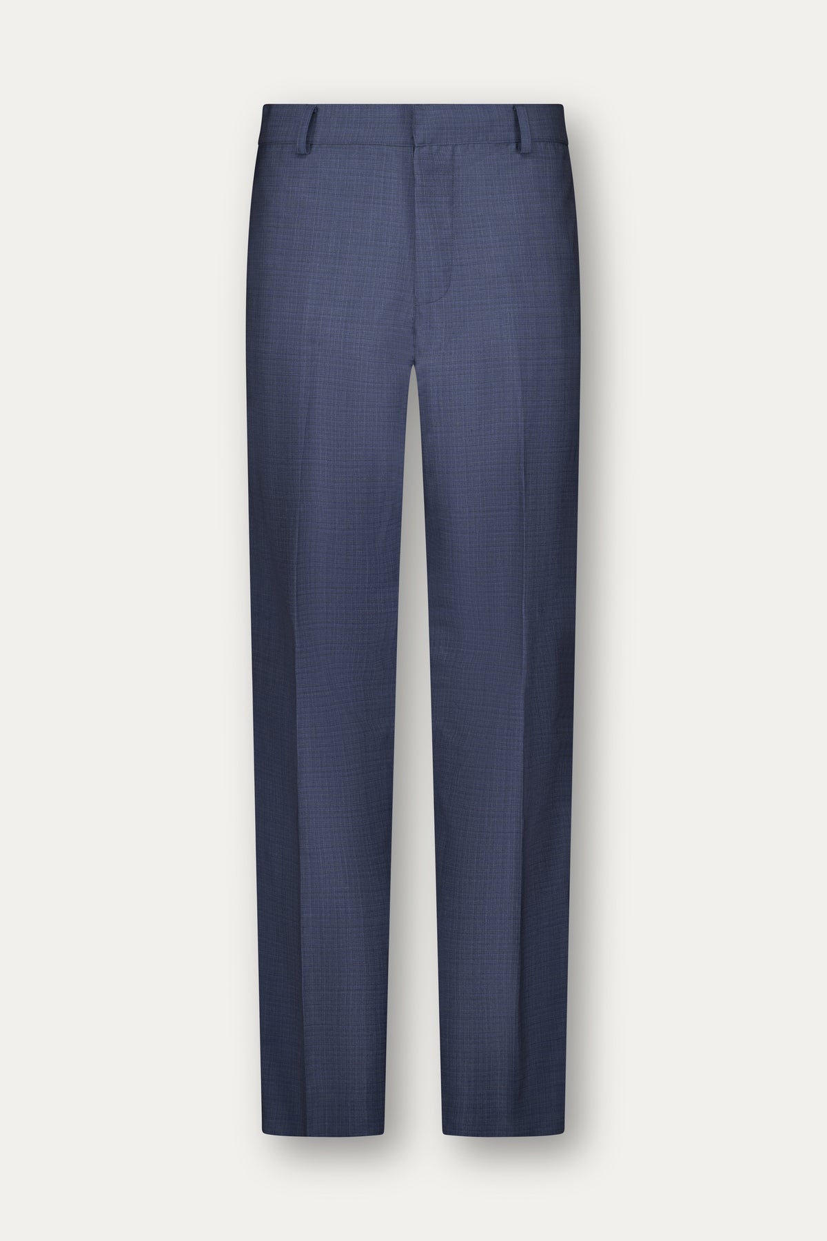 Straight-leg wool trousers with pressed crease in blue and black weave