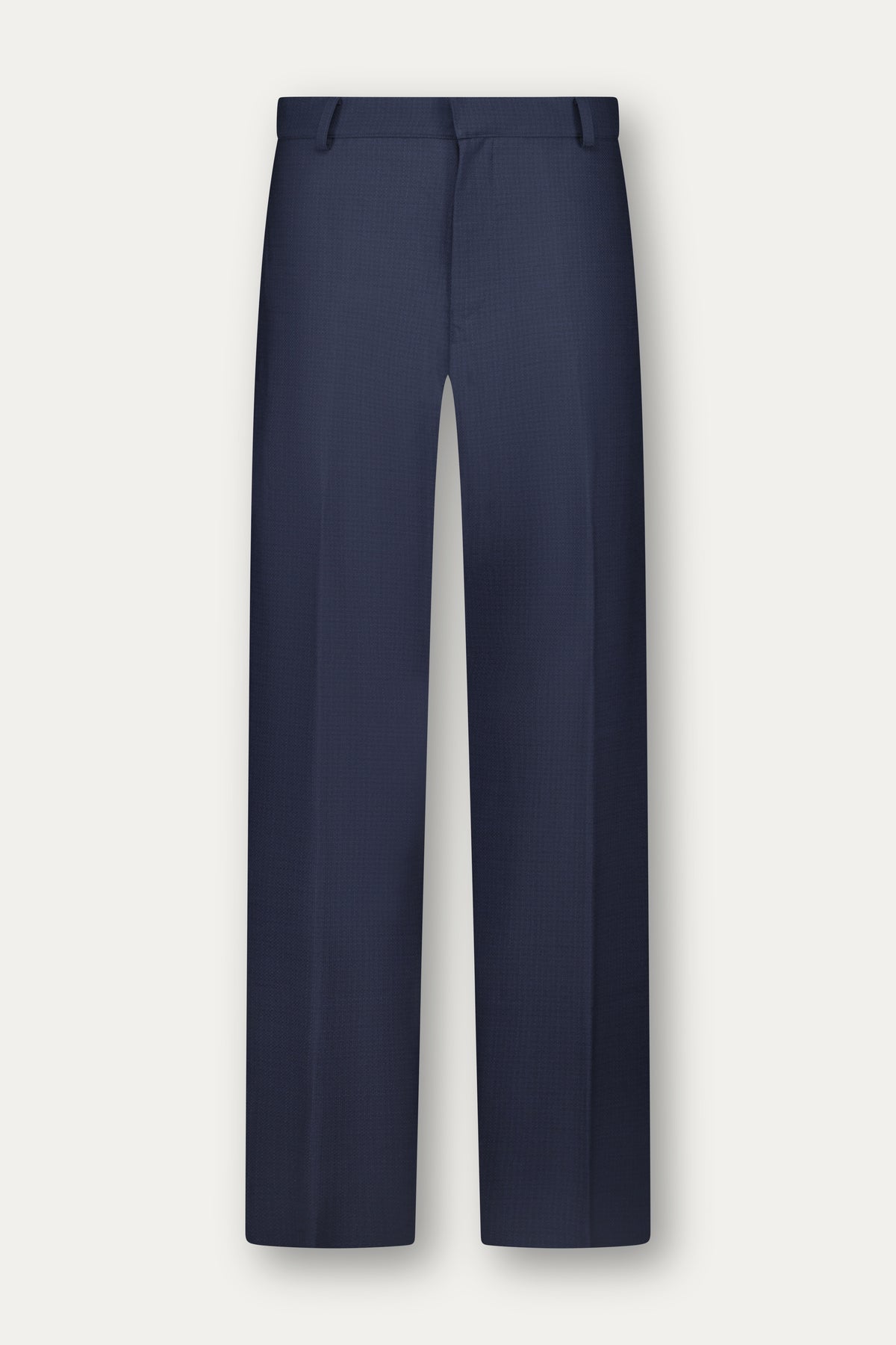 Pantalone morbido in lana trama blu su blu