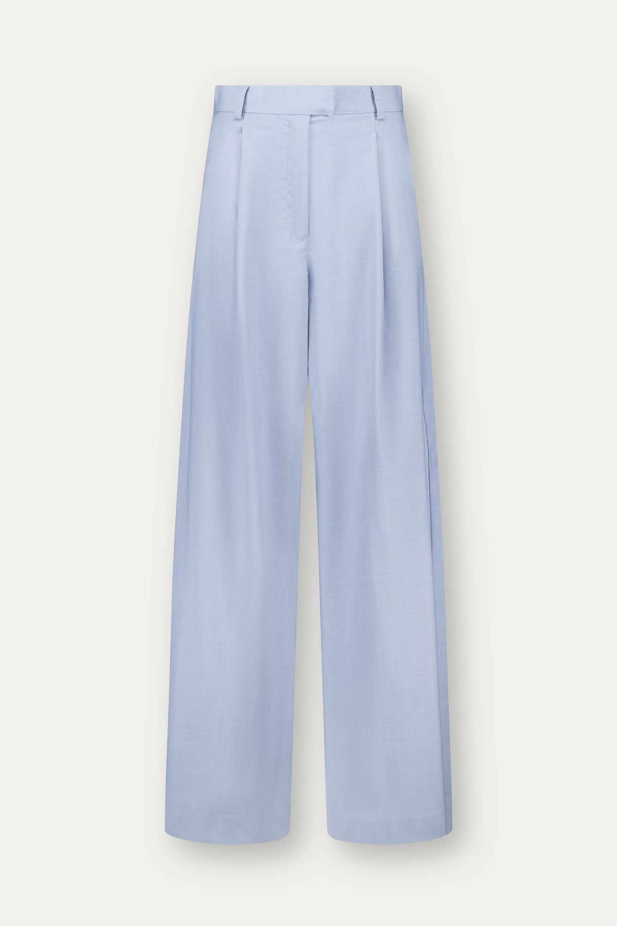 Wide-leg wool trousers in cerulean blue