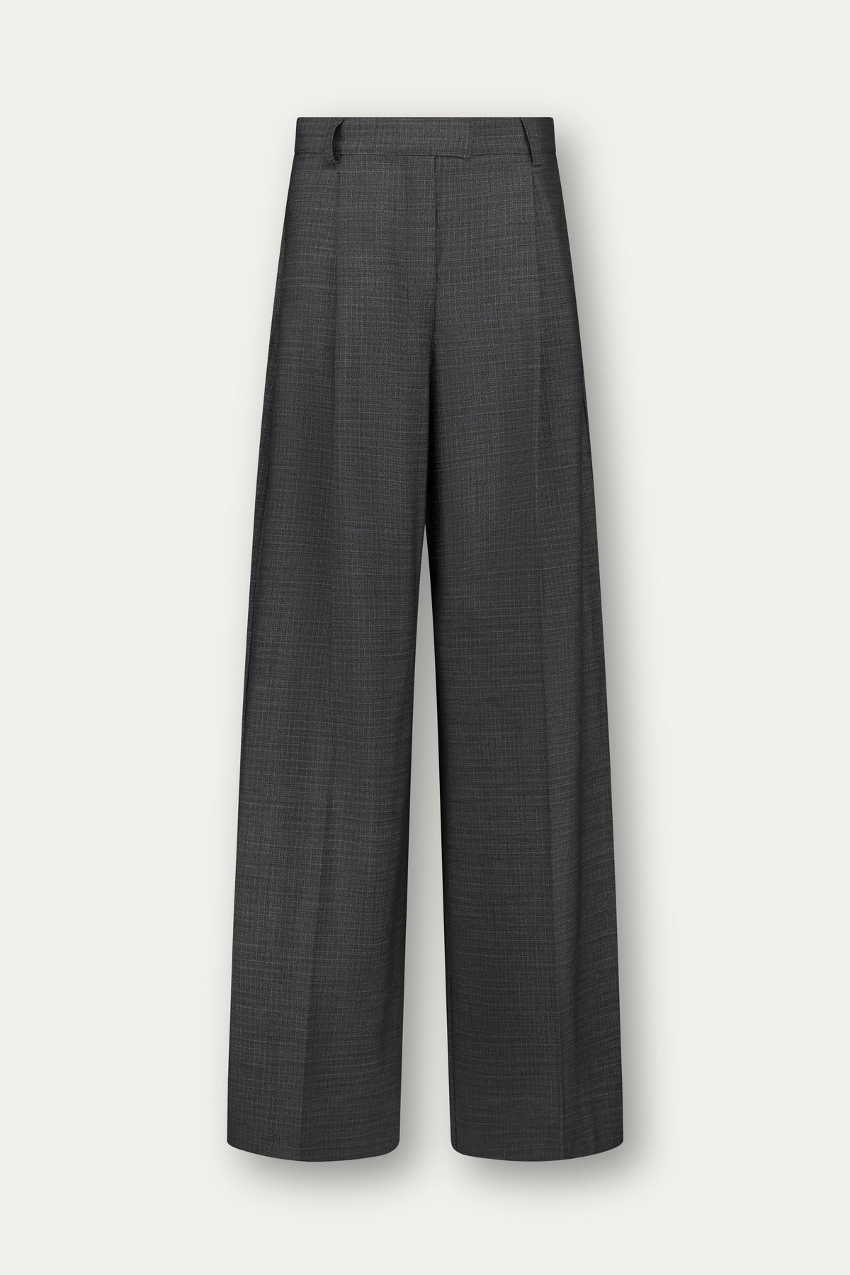 Wide-leg wool trousers in black-and-white weave
