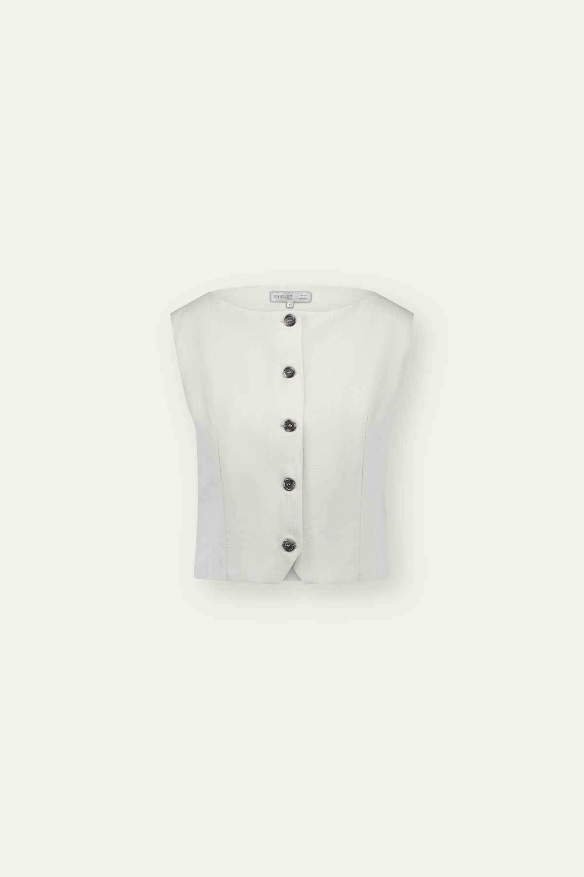 Boat-neck wool vest in light grey