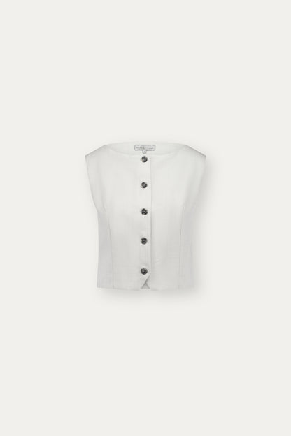 Boat-neck wool vest in light grey