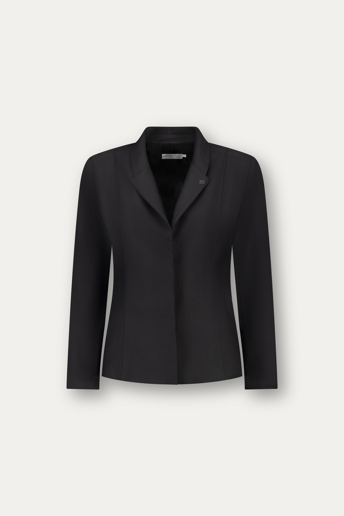 Blazer in fresco lana nero con piping tono su tono