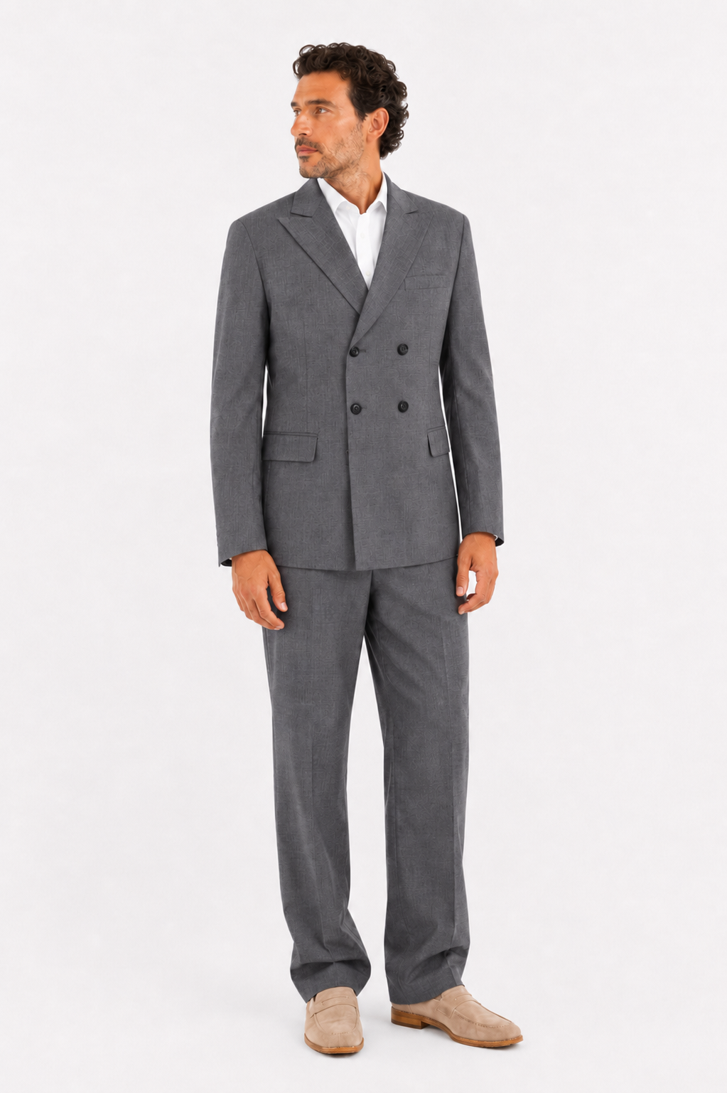 Blazer doppiopetto in lana grigio