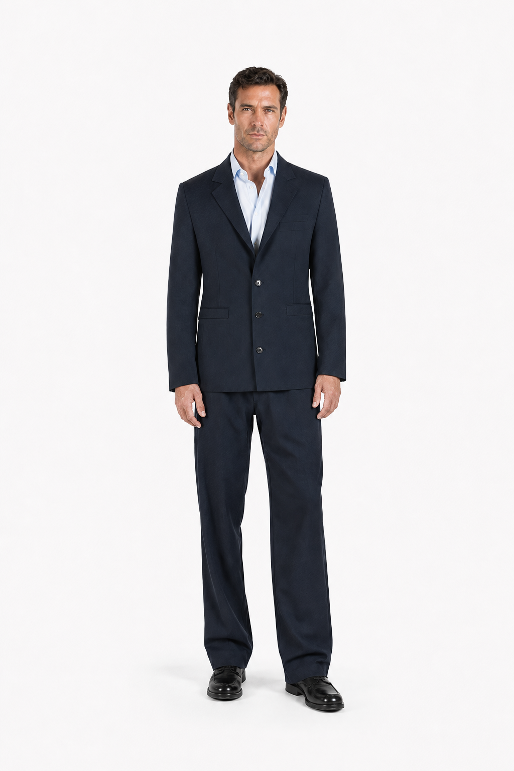 Pantalone morbido in lana trama blu su blu