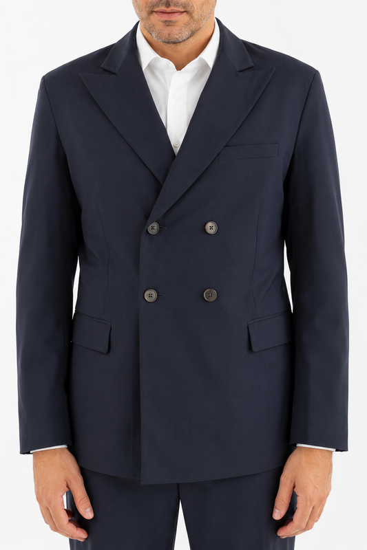 Blazer doppiopetto in lana blu navy