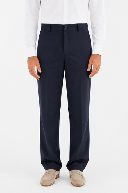 Pantalone dritto in lana blu navy
