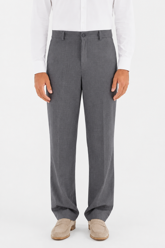 Straight-leg wool trousers in grey