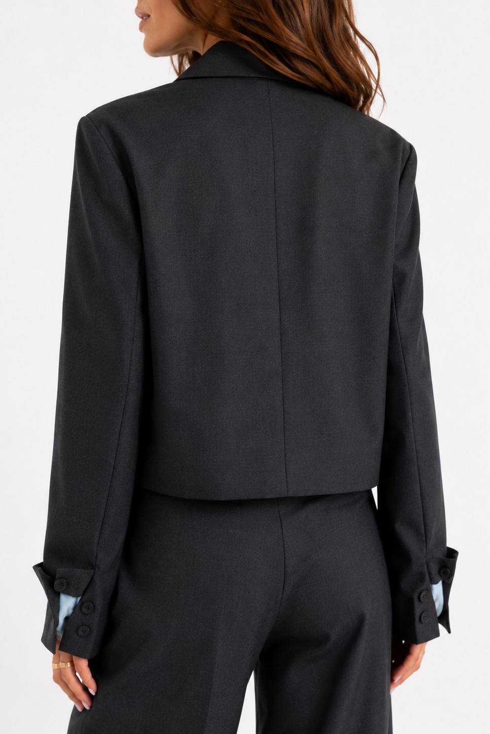 Cropped unstructured wool blazer in grey