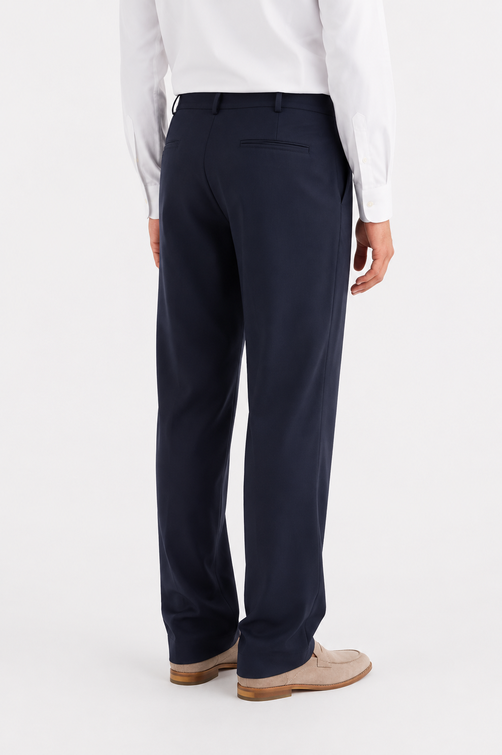 Pantalone dritto in lana blu navy
